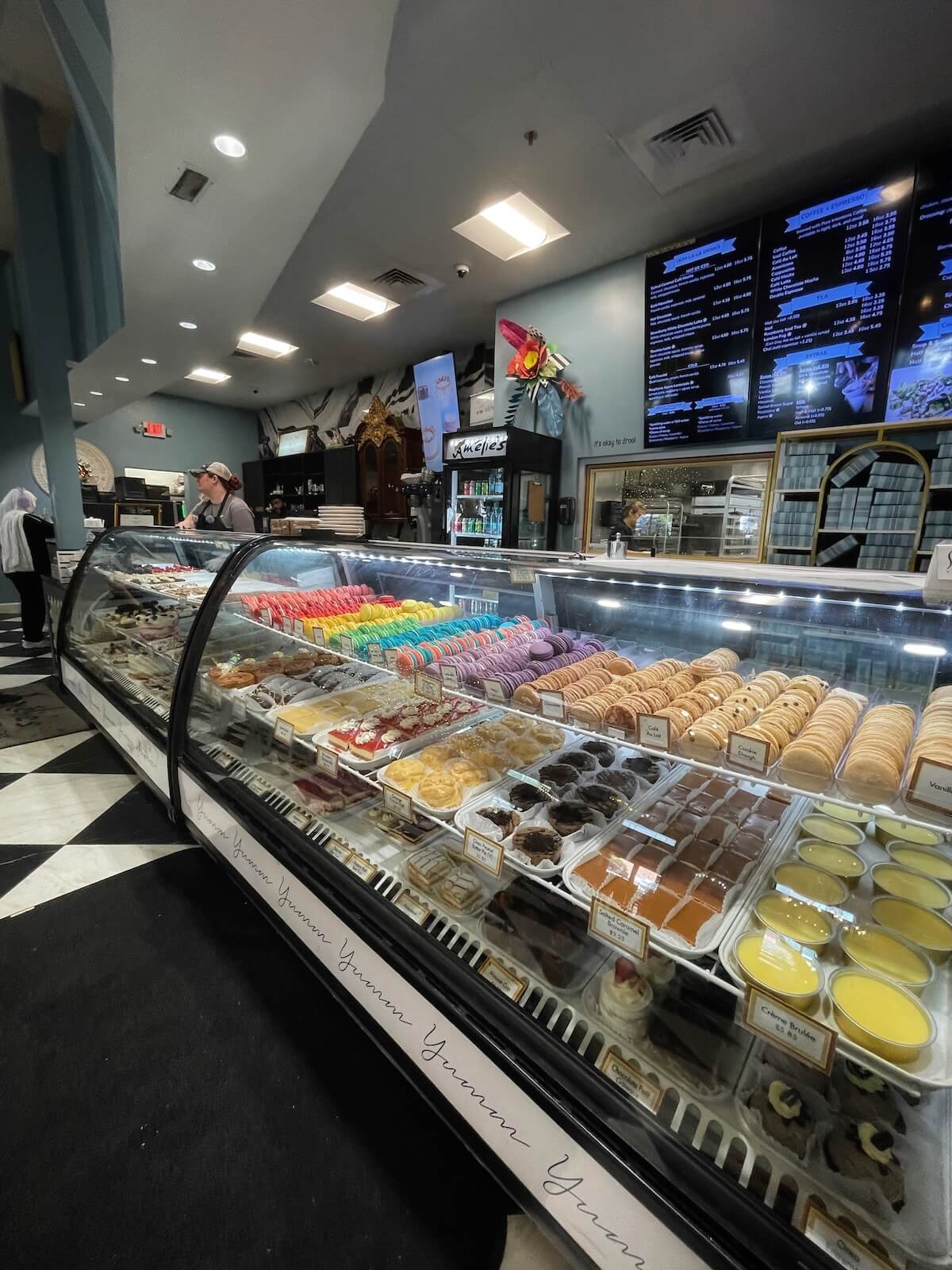 Pastry case at Amelie's French Bakery in NoDa Charlotte