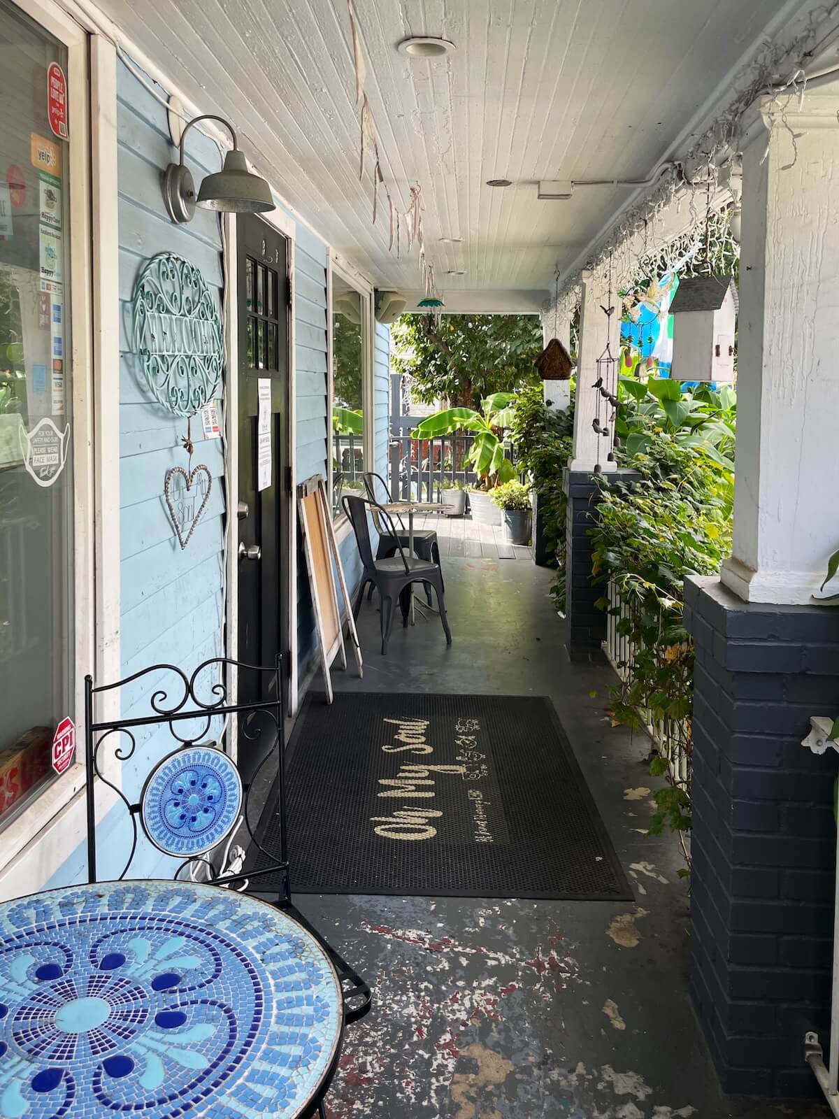 Front porch of Oh My Should vegan cafe in NoDa Charlotte