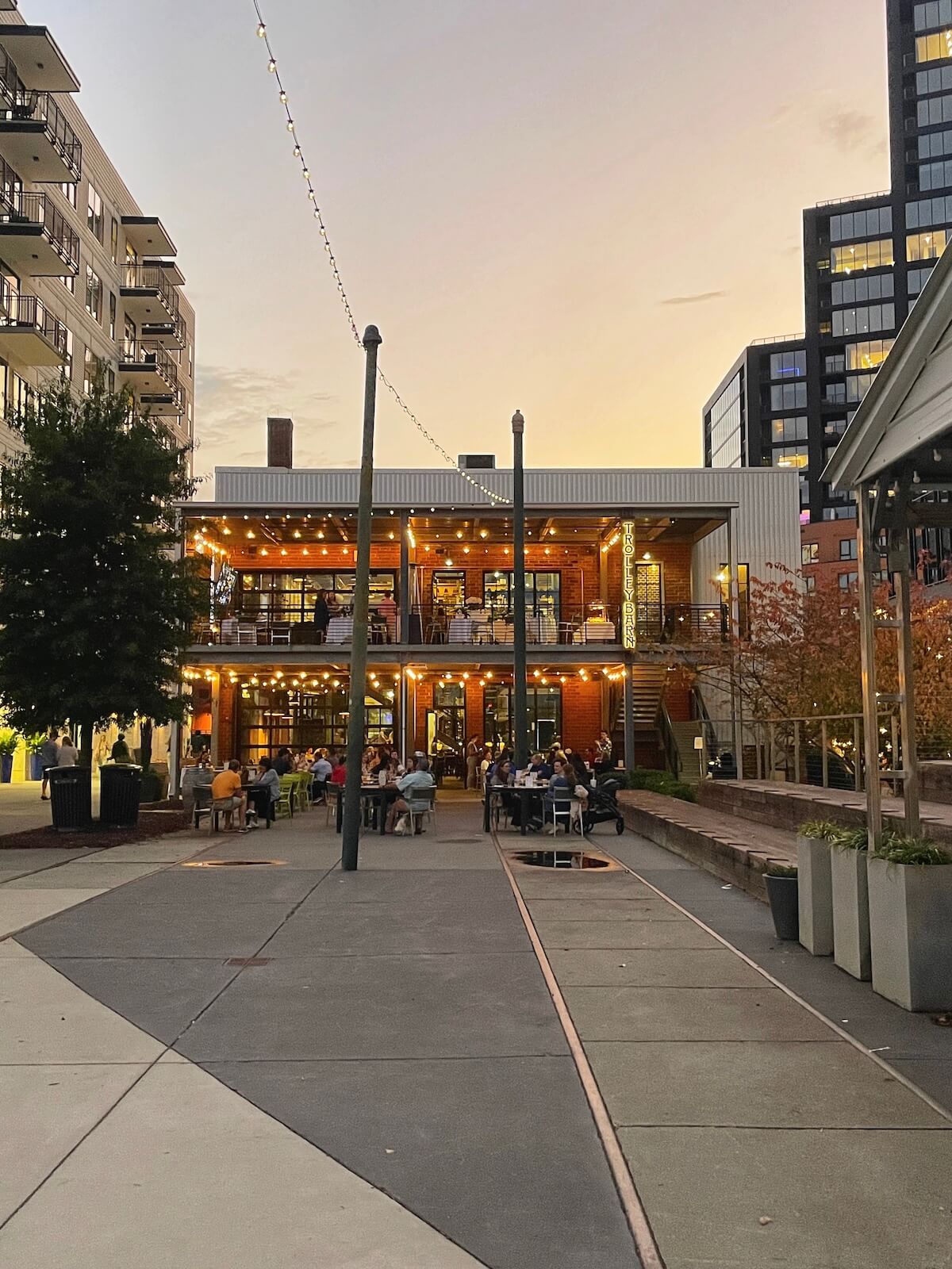 South End Charlotte restaurant at night