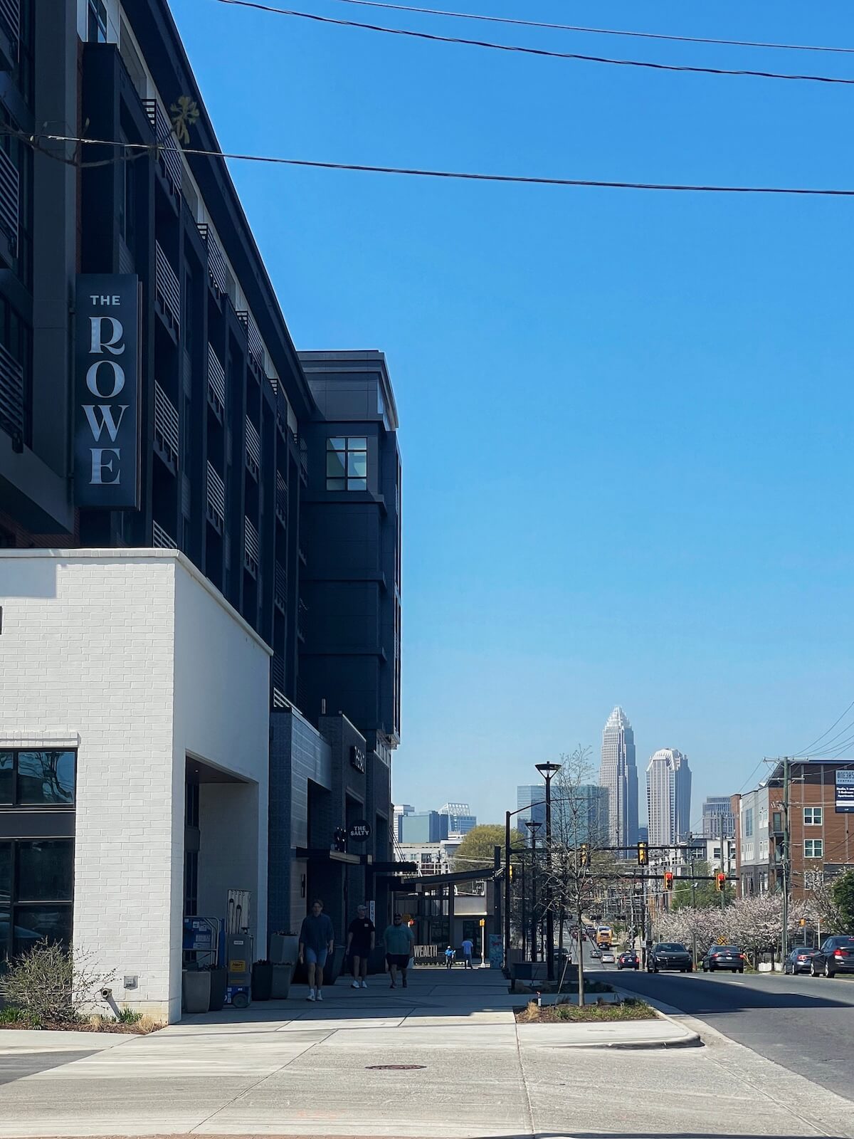 View of The Rowe Charlotte apartment looking toward Uptown