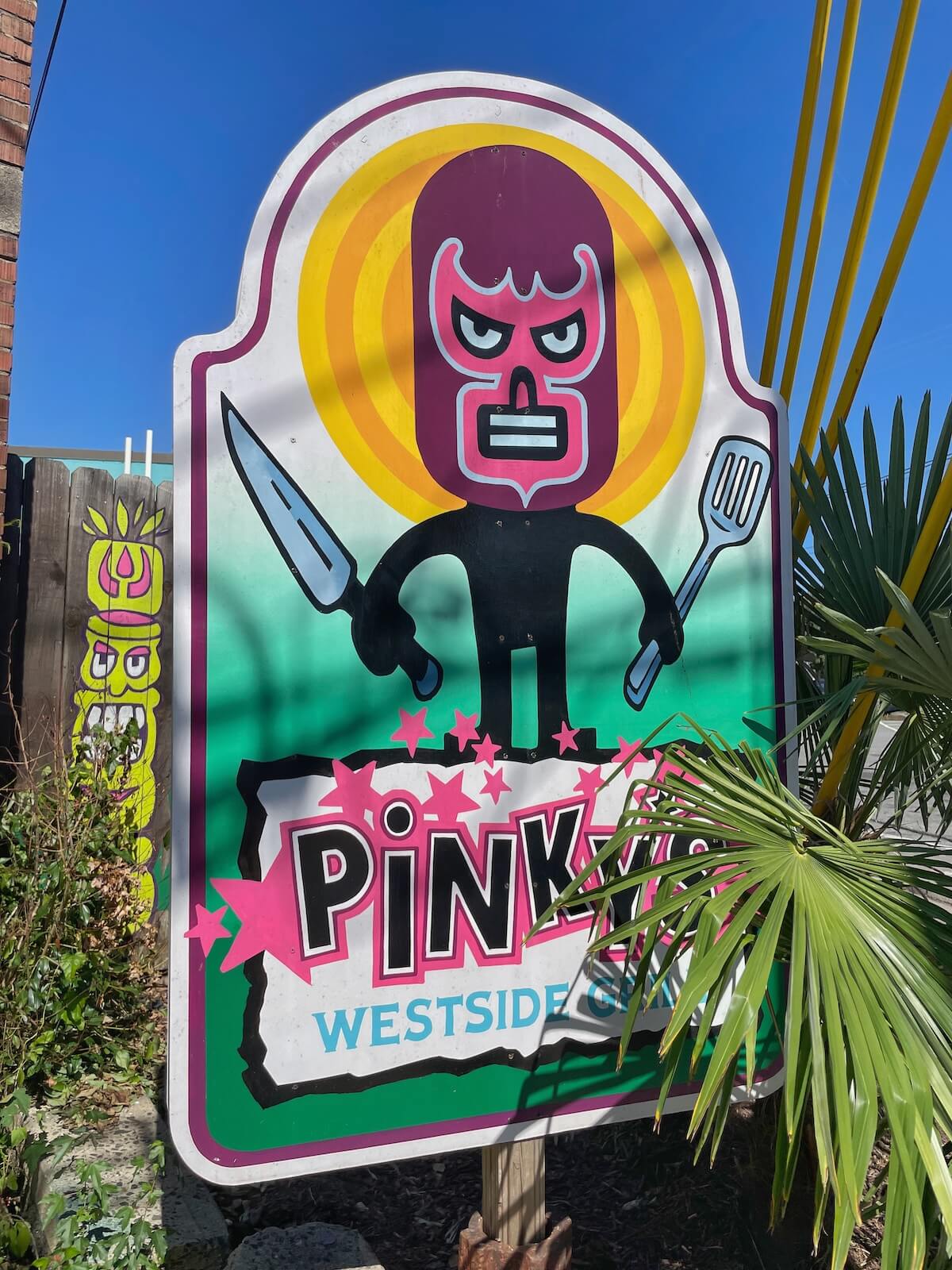 Colorful sign for Pinky's Westide Grill in West End Charlotte
